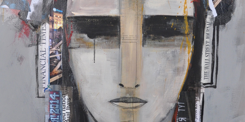 Ola Rondiak, 'Everybody Know' Acrylic collage on canvas.